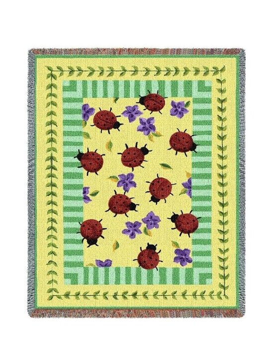 Unbranded Other - New Ladybug Garden Heavy Cotton Afghan Throw Blanket 54x70 Lady Bug Spots Beetle